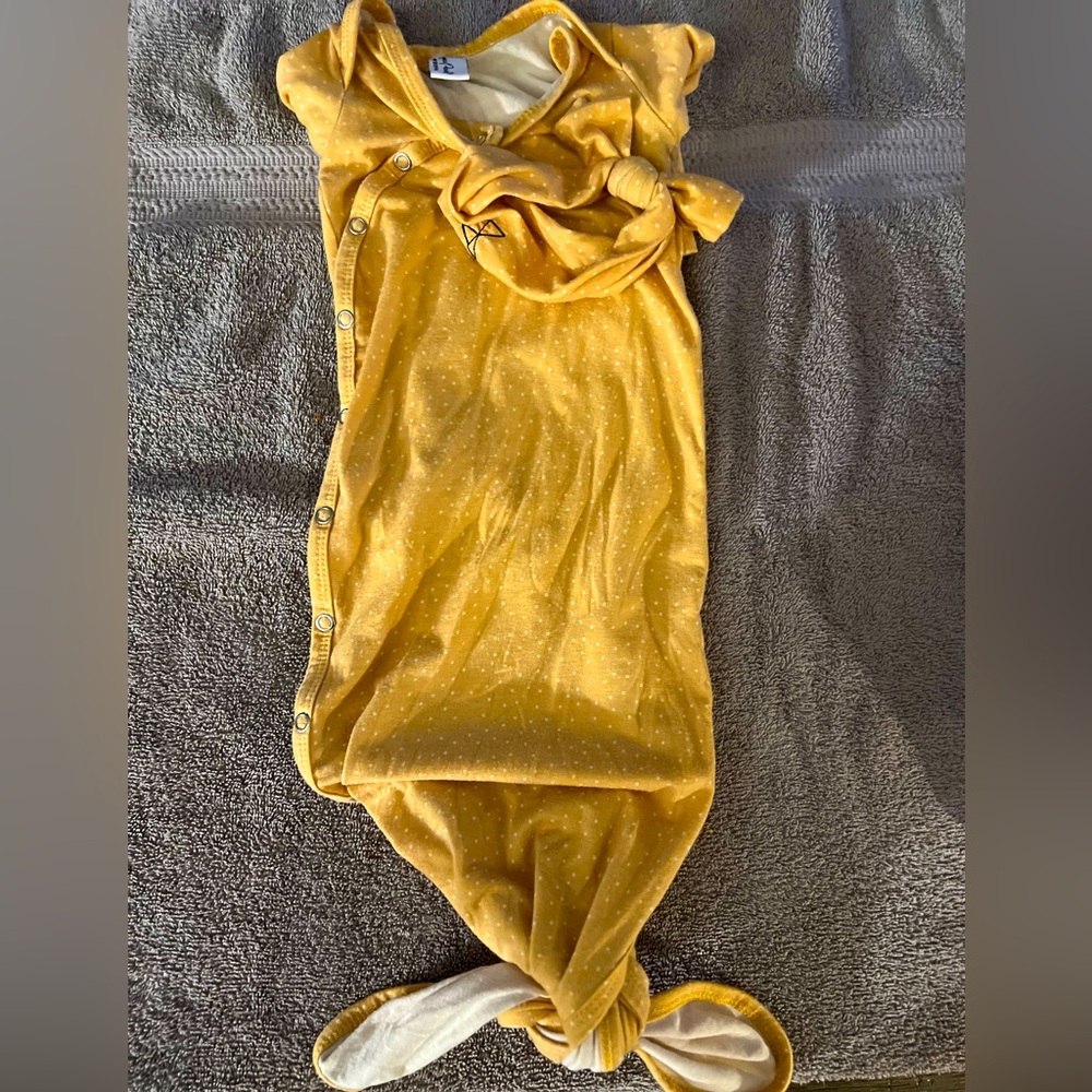 Copper Pearl Knotted Newborn Gown w/ Matching headband